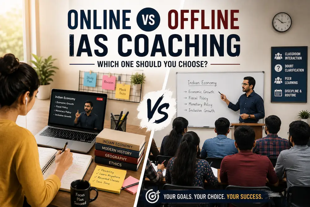 Online vs offline IAS coaching comparison for UPSC aspirants